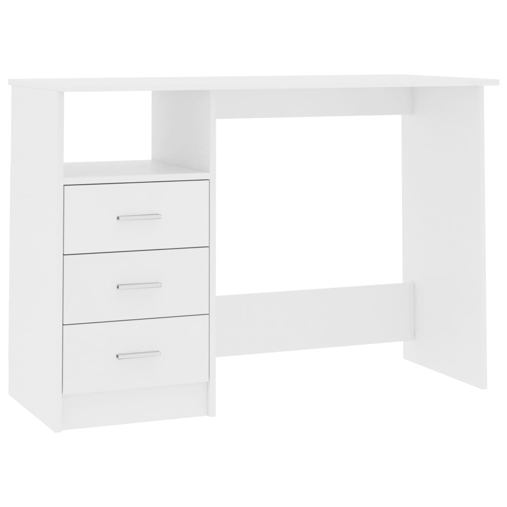 vidaXL Desk with Drawers White 43.3"x19.7"x29.9" Engineered Wood