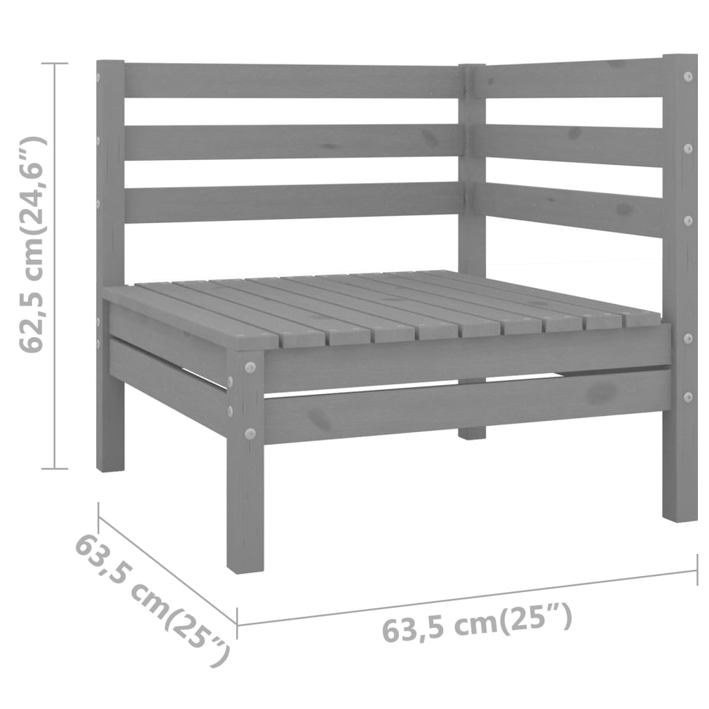 vidaXL 3 Piece Patio Lounge Set Solid Wood Pine Gray