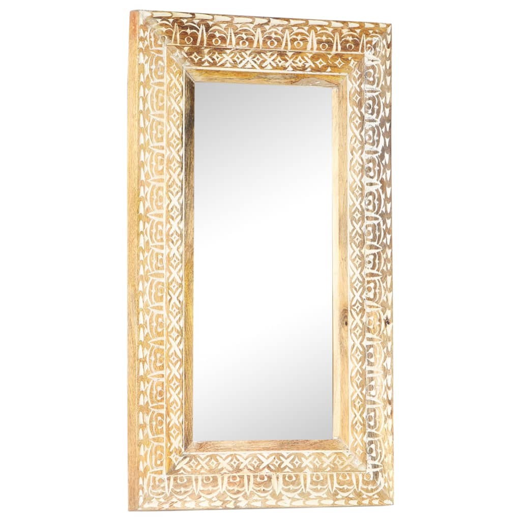 vidaXL Hand-Carved Mirror 31.5"x19.7"x1" Solid Mango Wood