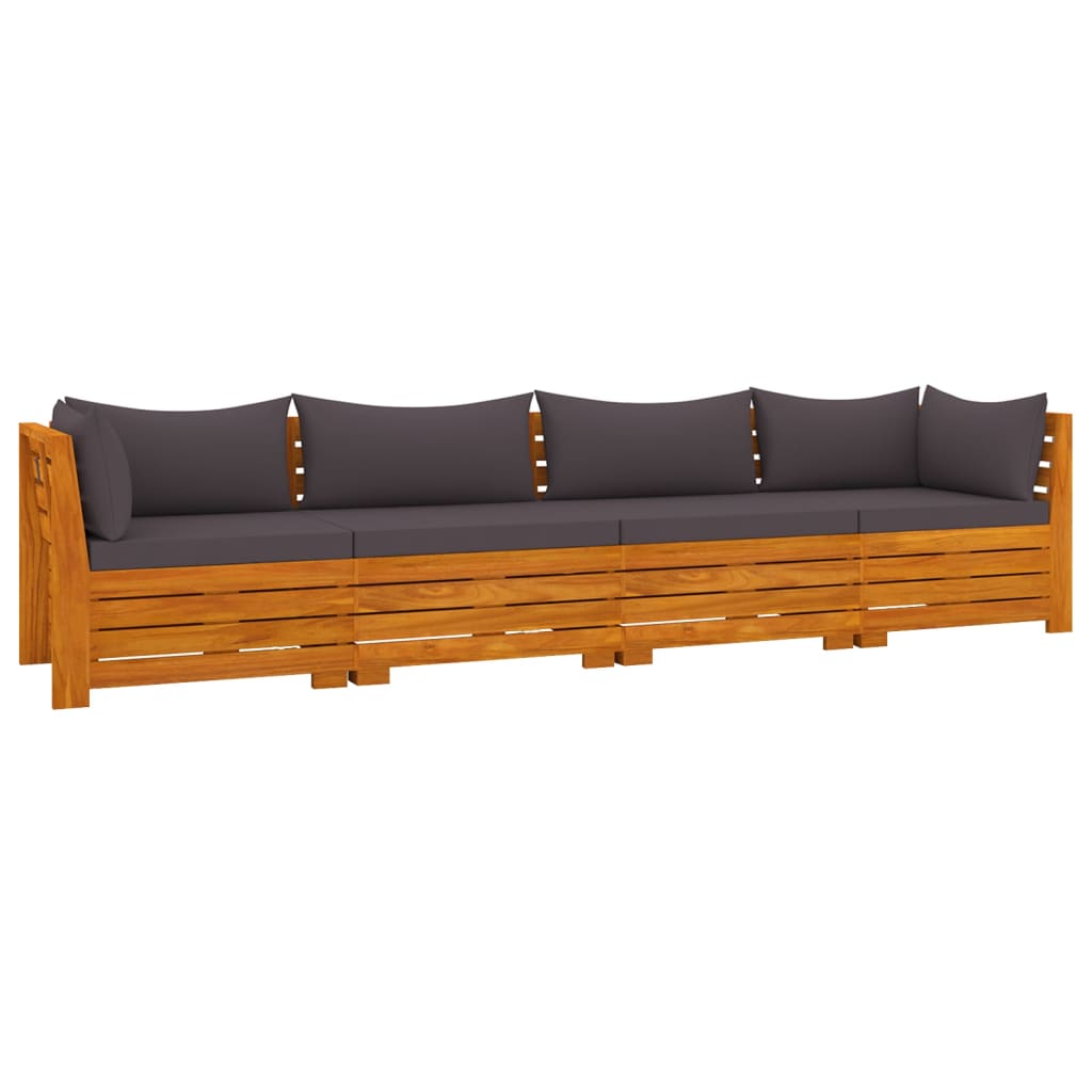 vidaXL 4-Seater Patio Sofa with Cushions Solid Acacia Wood
