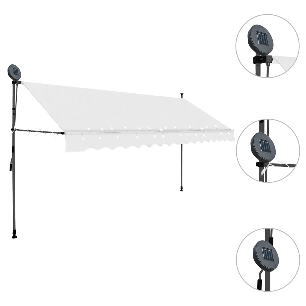 vidaXL Manual Retractable Awning with LED 157.5" Cream