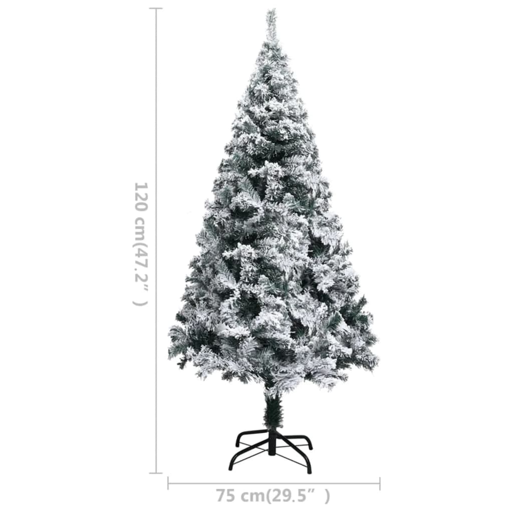 vidaXL Artificial Pre-lit Christmas Tree with Flocked Snow Green 47.2"