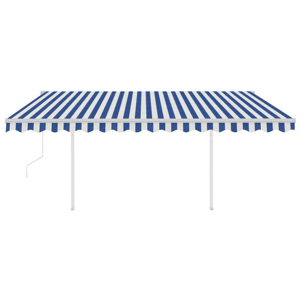 vidaXL Automatic Retractable Awning with Posts 13.1'x9.8' Blue&White