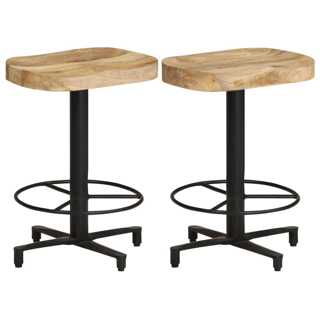 vidaXL Bar Stools 2 pcs 20.5" Solid Mango Wood