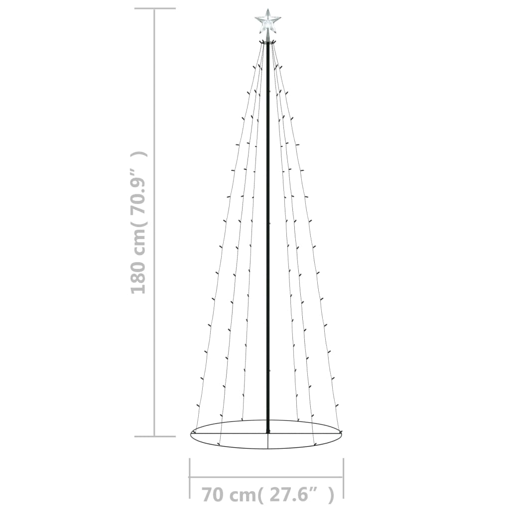 vidaXL Christmas Cone Tree Warm White 100 LEDs Decoration 2x6 ft