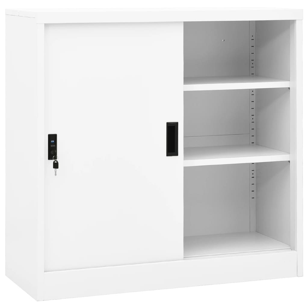 vidaXL Office Cabinet with Sliding Door White 35.4"x15.7"x35.4" Steel
