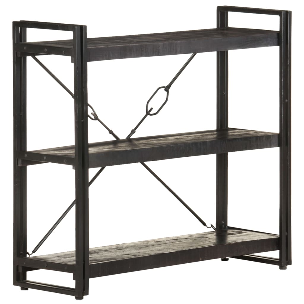 vidaXL 3-Tier Bookcase Black 35.4"x11.8"x31.5" Solid Mango Wood