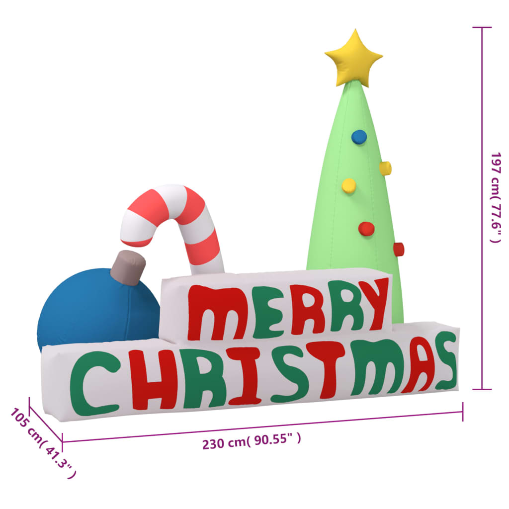 vidaXL Inflatable Merry Christmas Decoration LED 77.6"