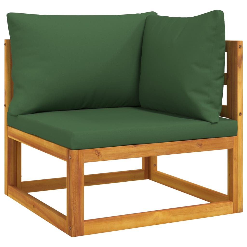 vidaXL 3 Piece Patio Lounge Set with Green Cushions Solid Wood