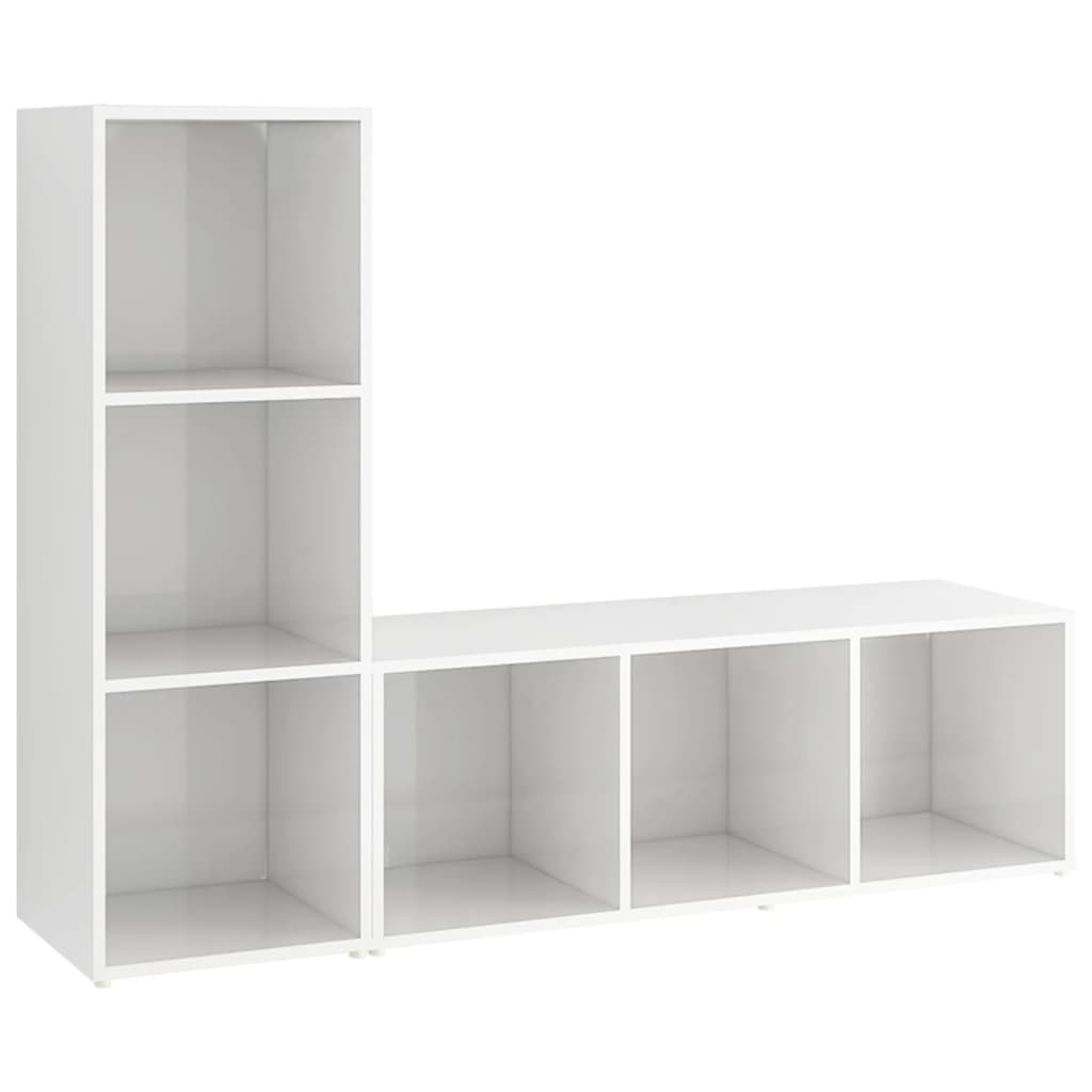 vidaXL TV Cabinets 2 pcs High Gloss White 42.1"x13.8"x14.6" Engineered Wood