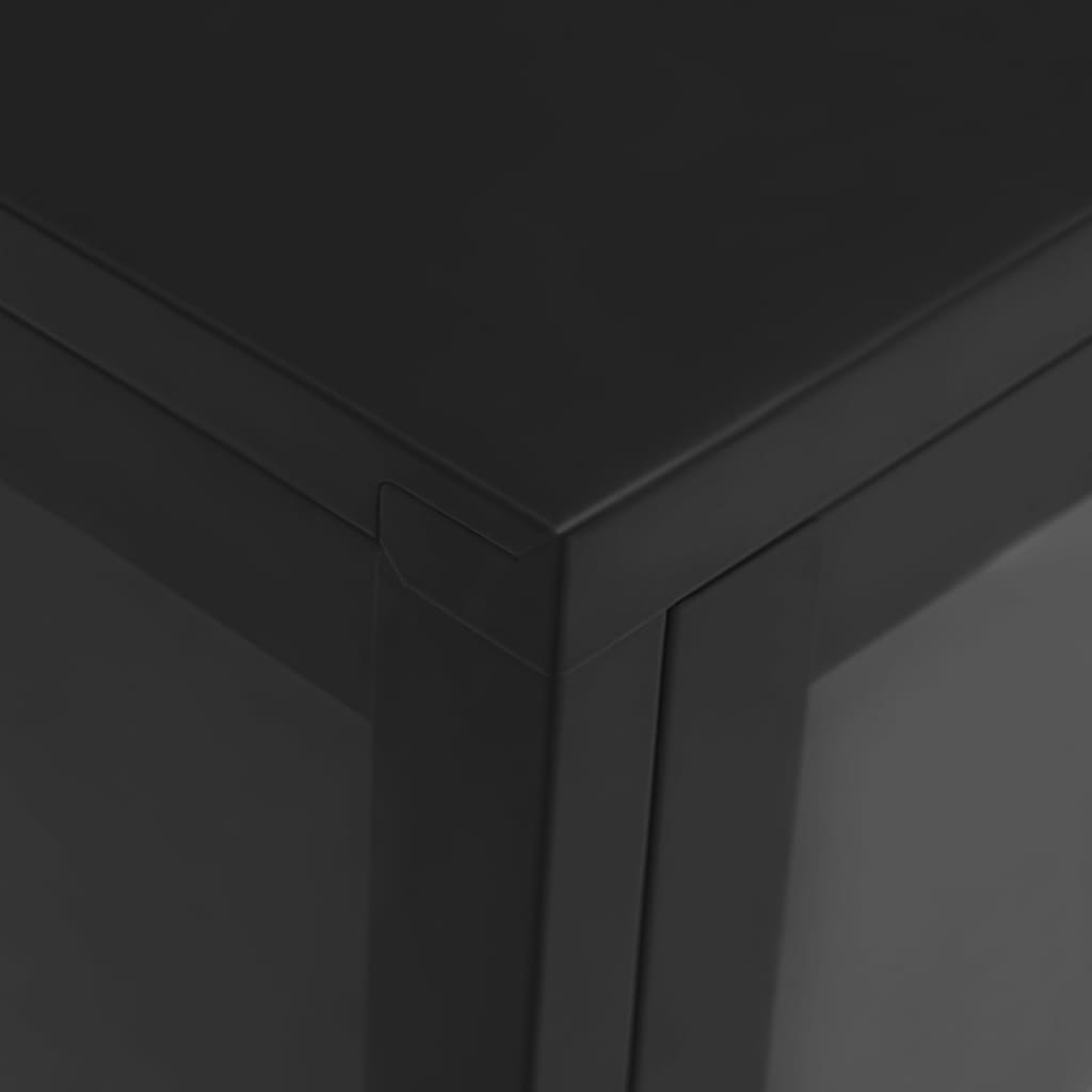 vidaXL Sideboard Black 41.3"x13.8"x27.6" Steel and Glass