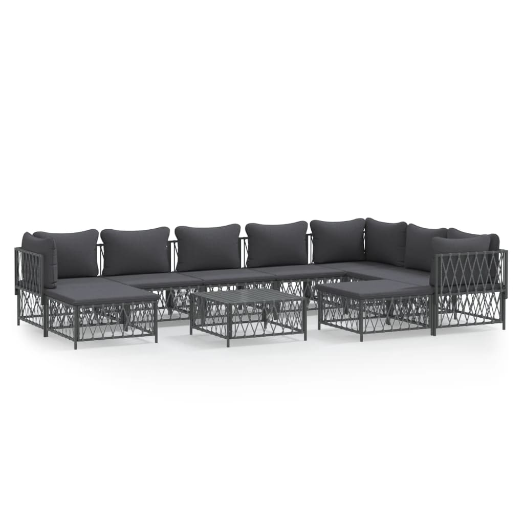 vidaXL 10 Piece Patio Lounge Set with Cushions Anthracite Steel