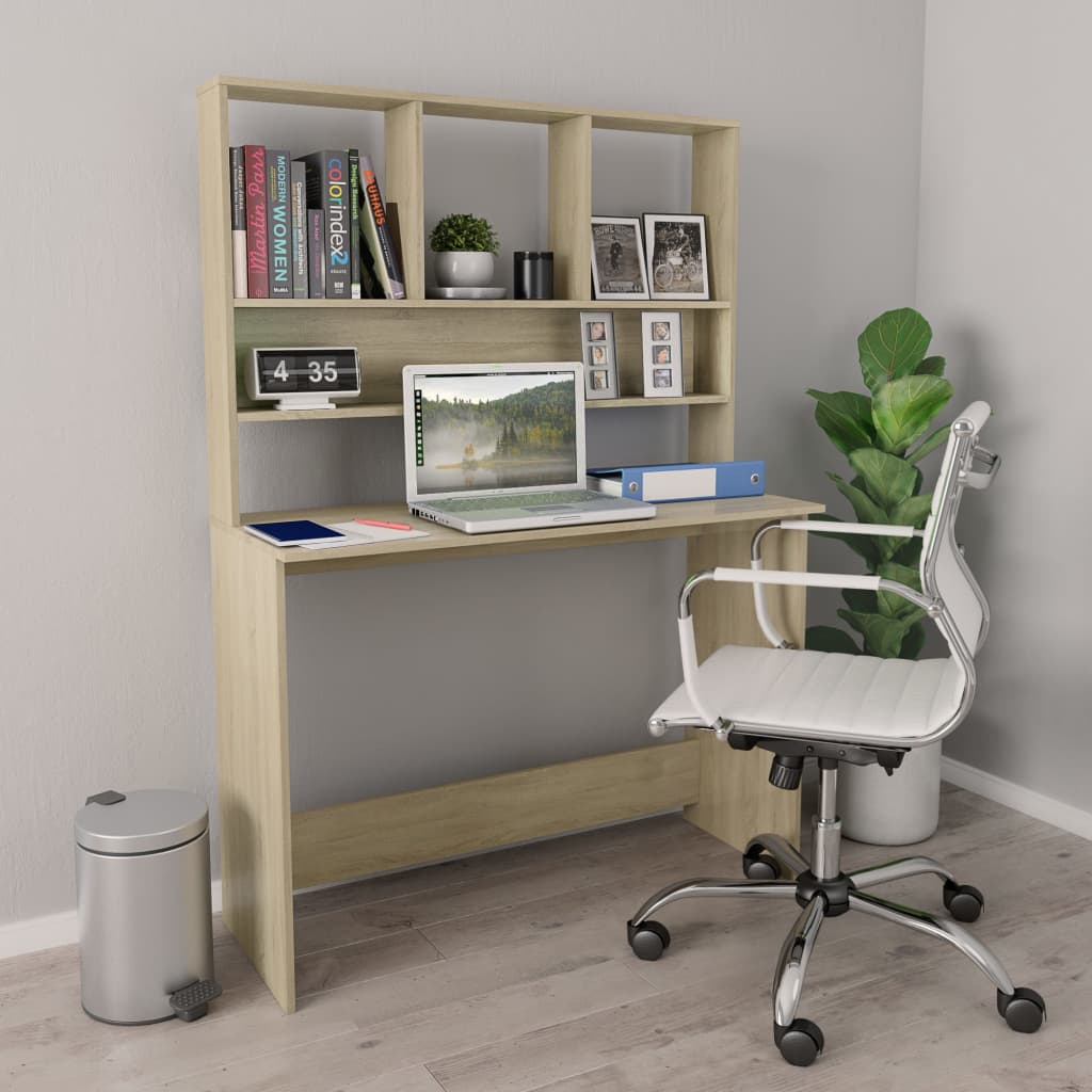 vidaXL Desk with Shelves Sonoma Oak 43.3"x17.7"x61.8" Engineered Wood