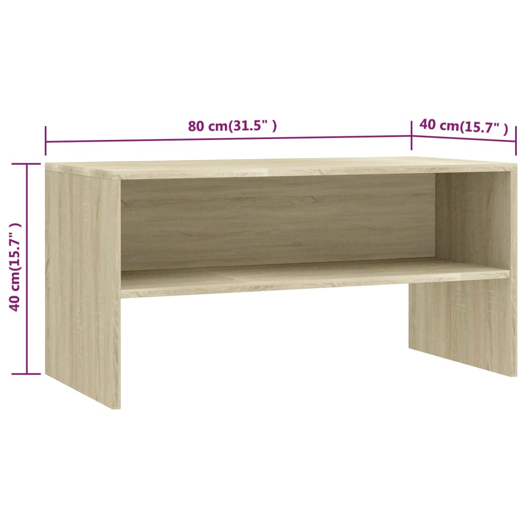 vidaXL TV Stand Sonoma Oak 31.5"x15.7"x15.7" Engineered Wood