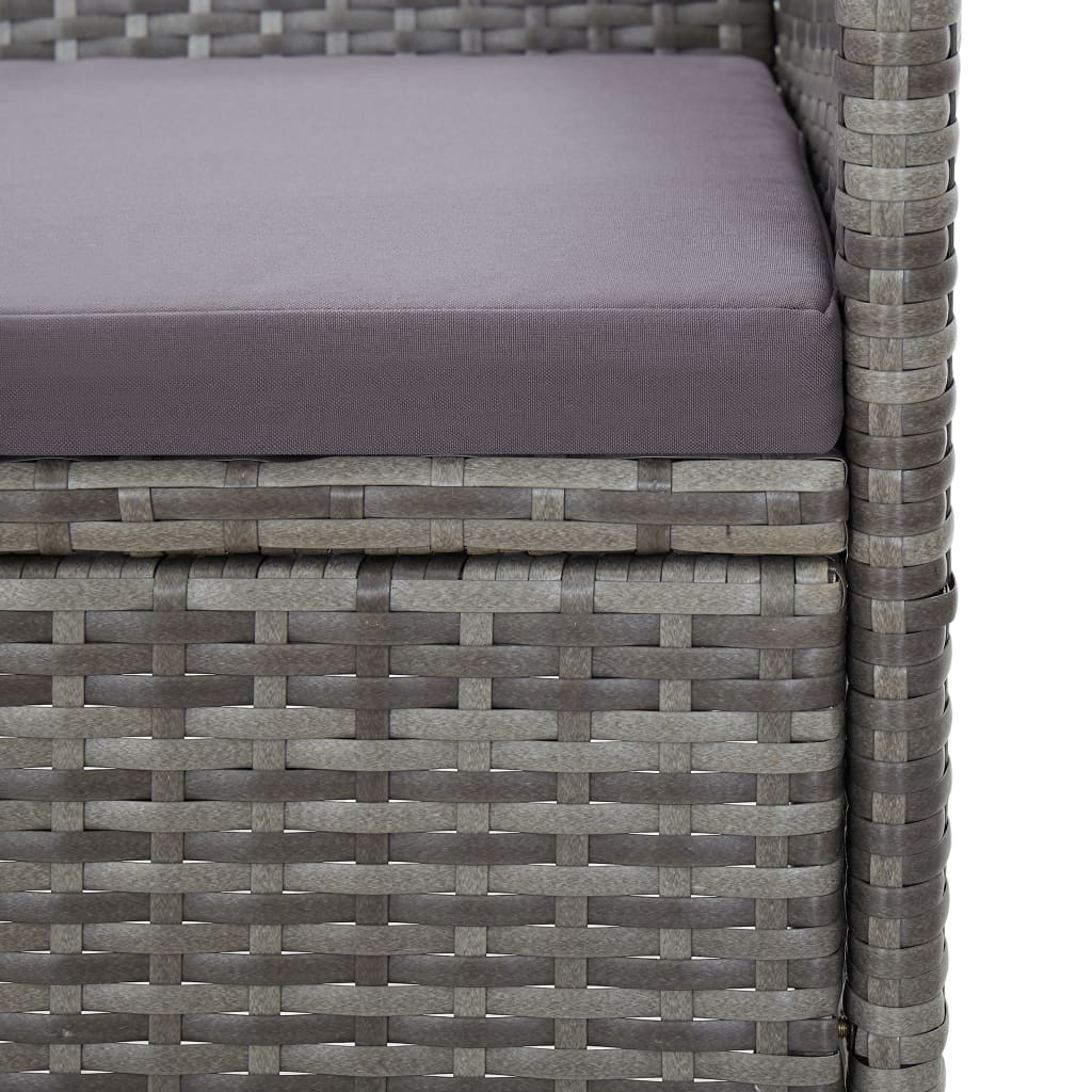 vidaXL 3-Seater Patio Sofa with Cushions Gray Poly Rattan