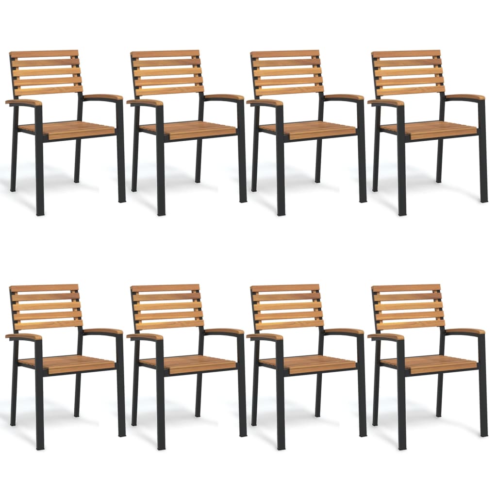 vidaXL Stackable Patio Chairs 8 pcs Solid Wood Acacia and Metal