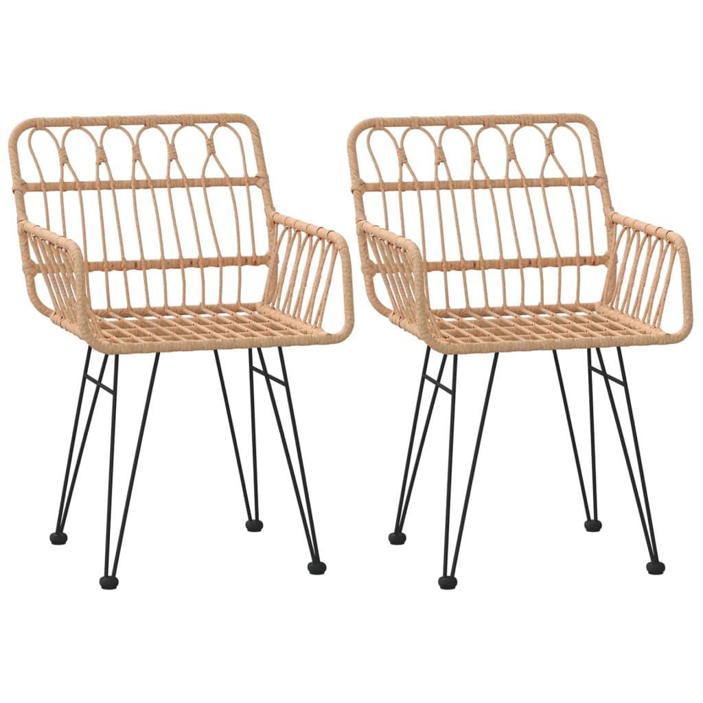 vidaXL Patio Chairs 2 pcs with Armrest 22"x25.2"x31.5" PE Rattan