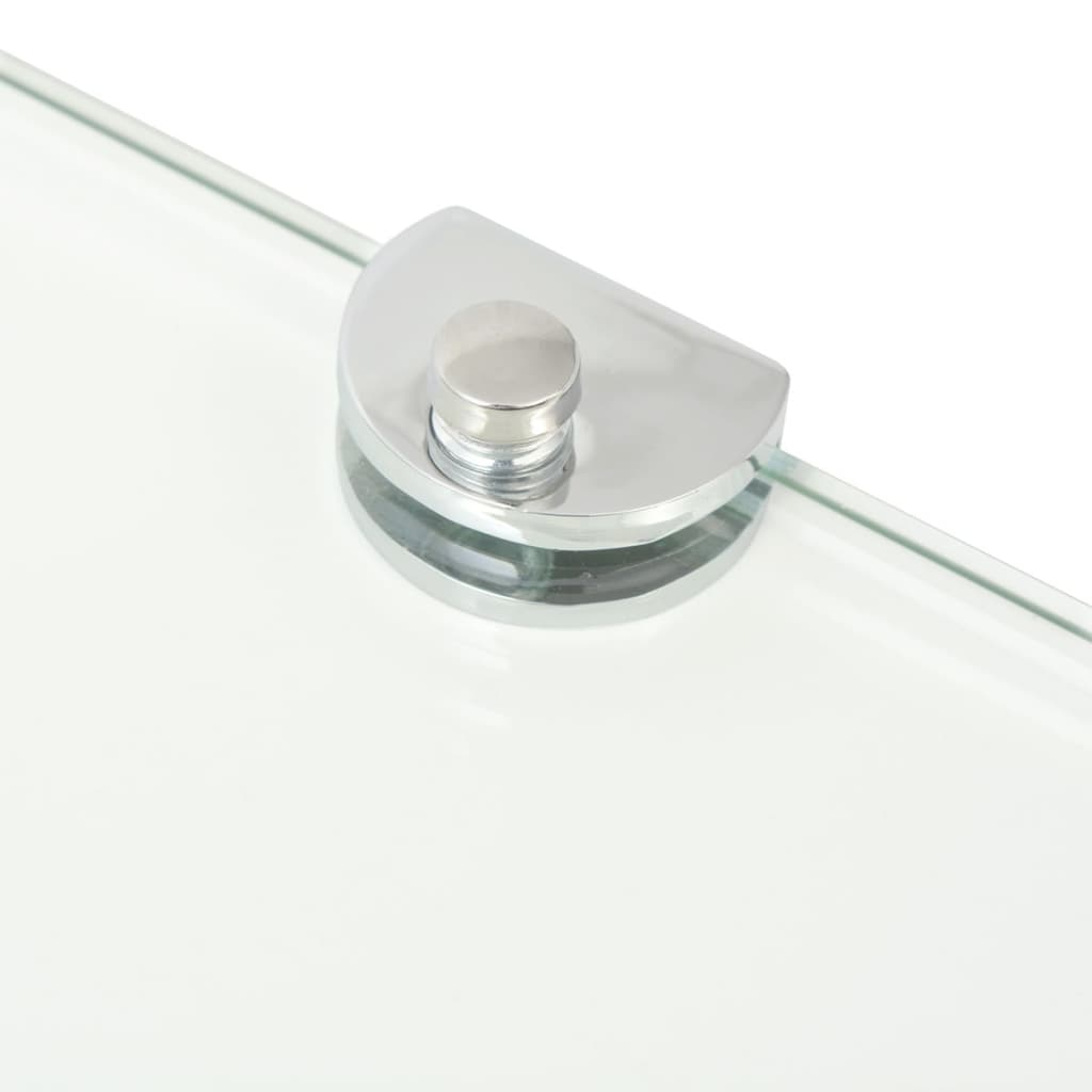 vidaXL Corner Shelves 2 pcs with Chrome Supports Glass Clear 13.8"x13.8"