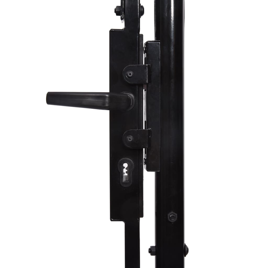 vidaXL Fence Gate Single Door with Spike Top Steel 3.3'x5.7' Black