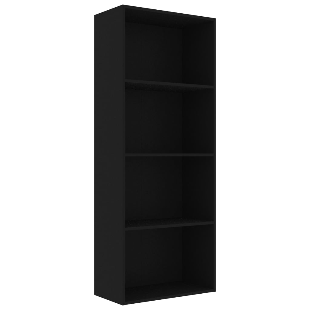 vidaXL 4-Tier Book Cabinet Black 23.6"x11.8"x59.6" Chipboard