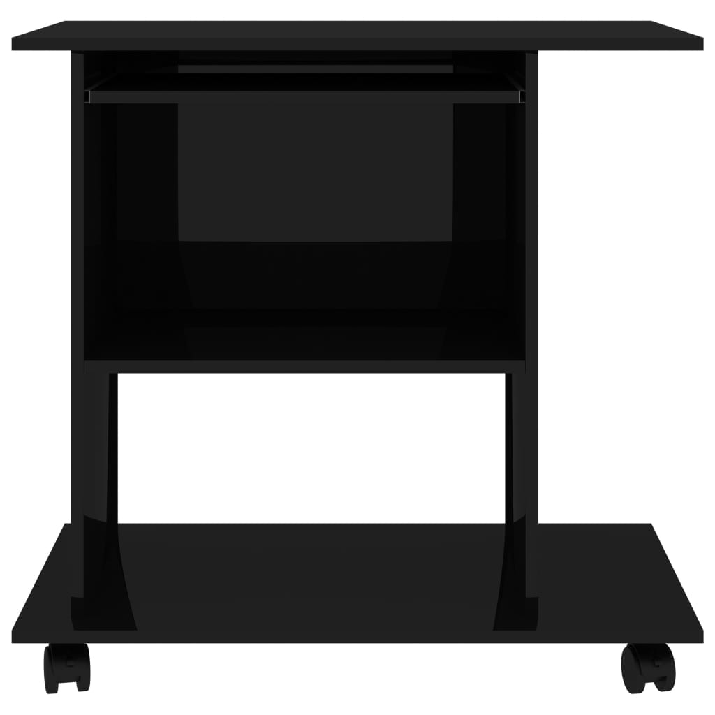 vidaXL Computer Desk High Gloss Black 31.5"x19.7"x29.5" Engineered Wood