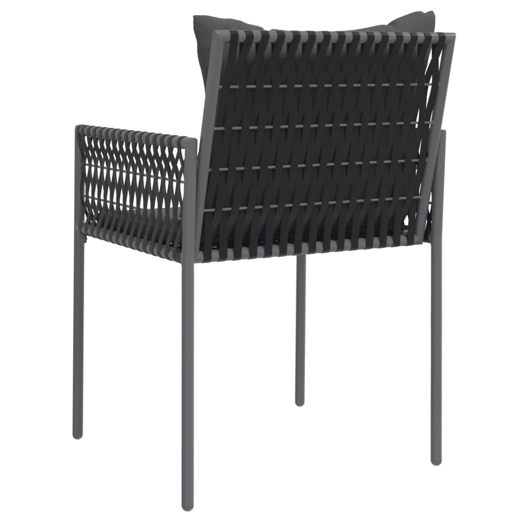 vidaXL Patio Chairs with Cushions 2 pcs Black 21.3"x24"x32.7" Poly Rattan