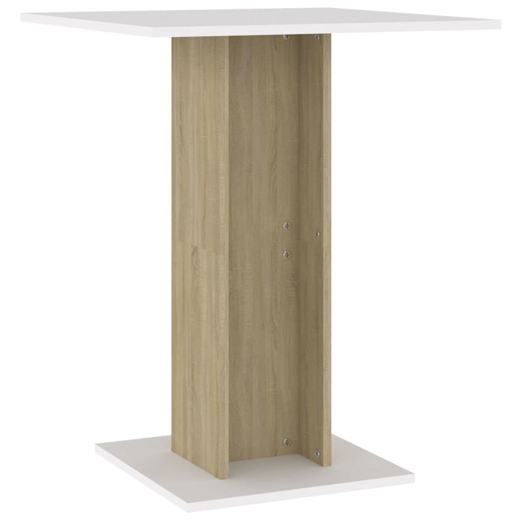 vidaXL Bistro Table White and Sonoma Oak 23.6"x23.6"x29.5" Engineered Wood