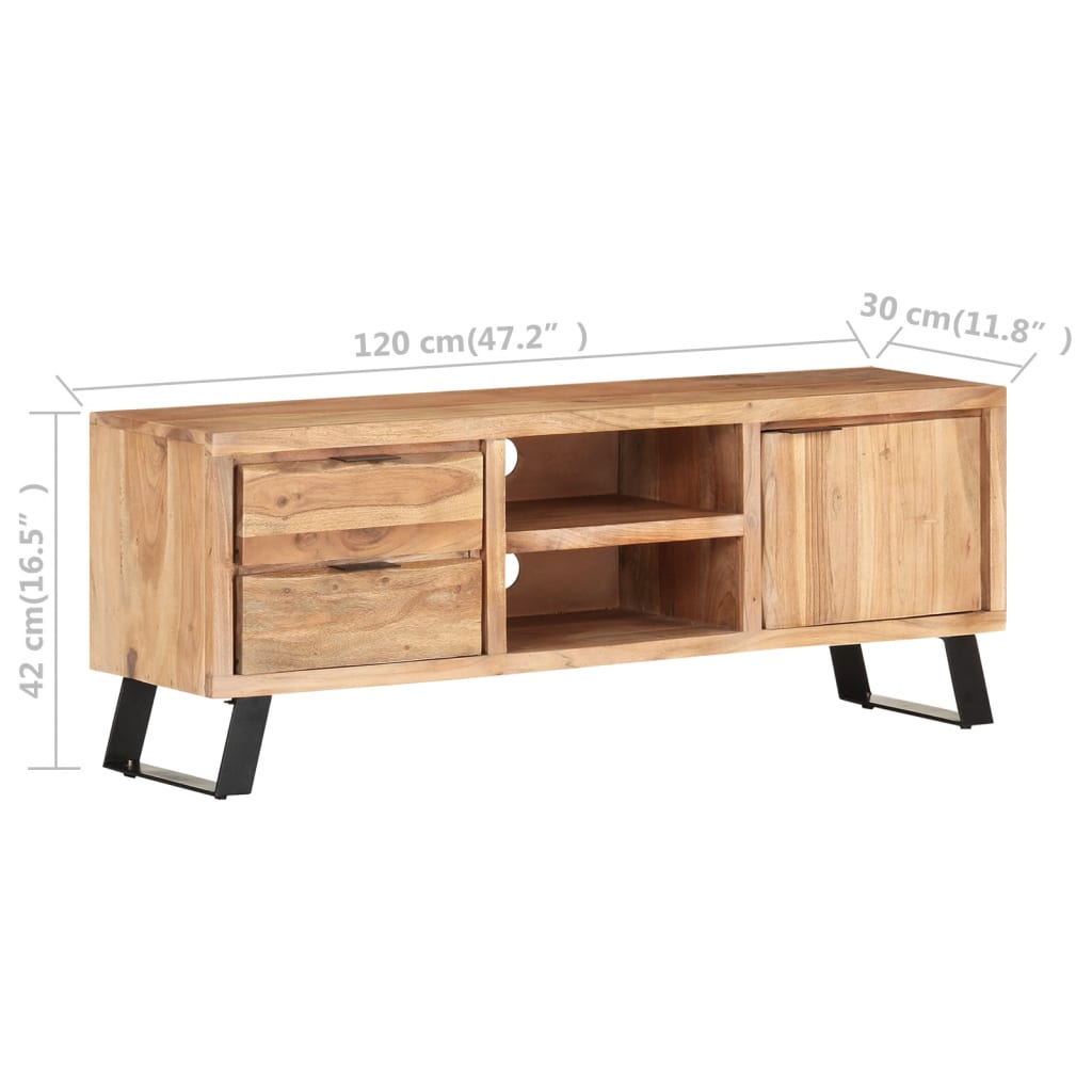 vidaXL TV Stand 47.2"x11.8"x16.5" Solid Wood Acacia with Live Edges