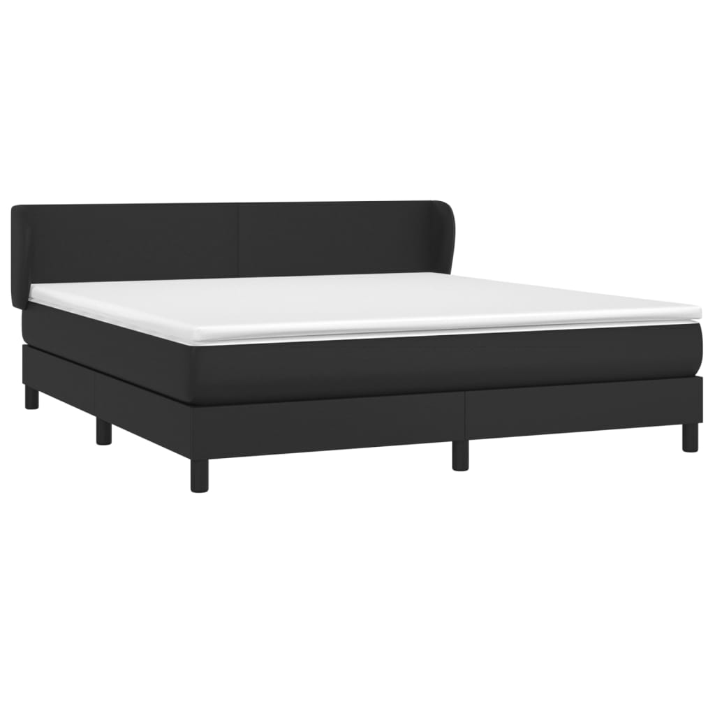 vidaXL Box Spring Bed with Mattress Black Queen Faux Leather