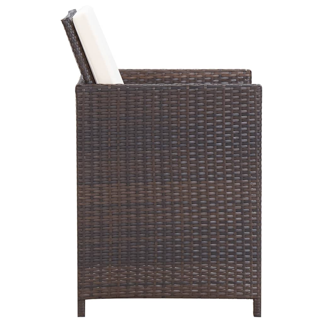 vidaXL Patio Chairs with Cushions 2 pcs Poly Rattan Brown