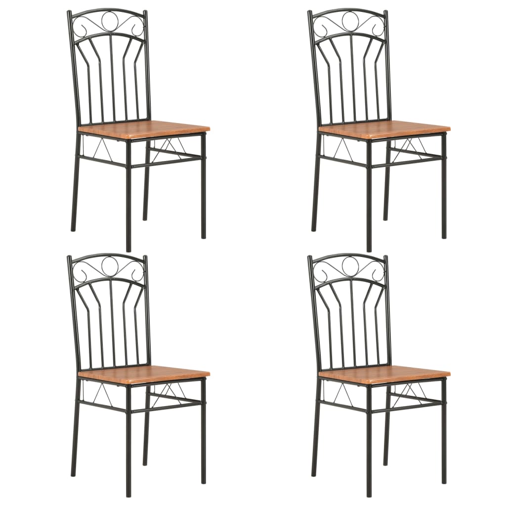 vidaXL Dining Chairs 4 pcs Brown MDF