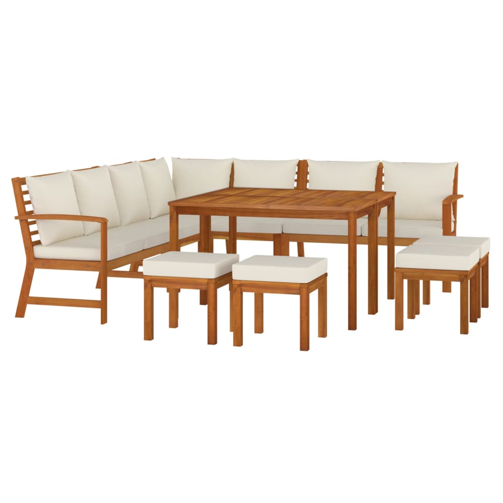 vidaXL 11 Piece Patio Dining Set with Cushions Solid Wood Acacia