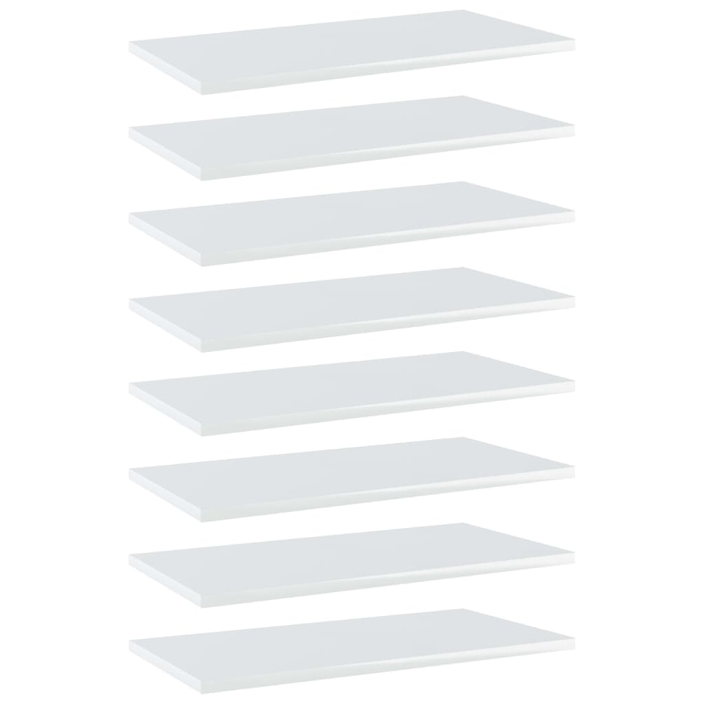 vidaXL Bookshelf Boards 8 pcs High Gloss White 23.6"x11.8"x0.6" Chipboard