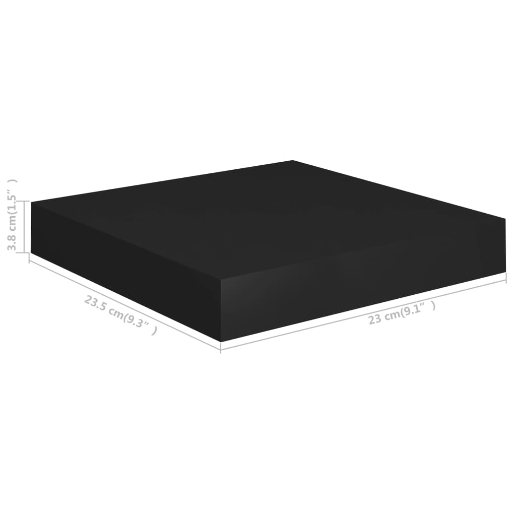 vidaXL Floating Wall Shelf Black 9.1"x9.3"x1.5" MDF