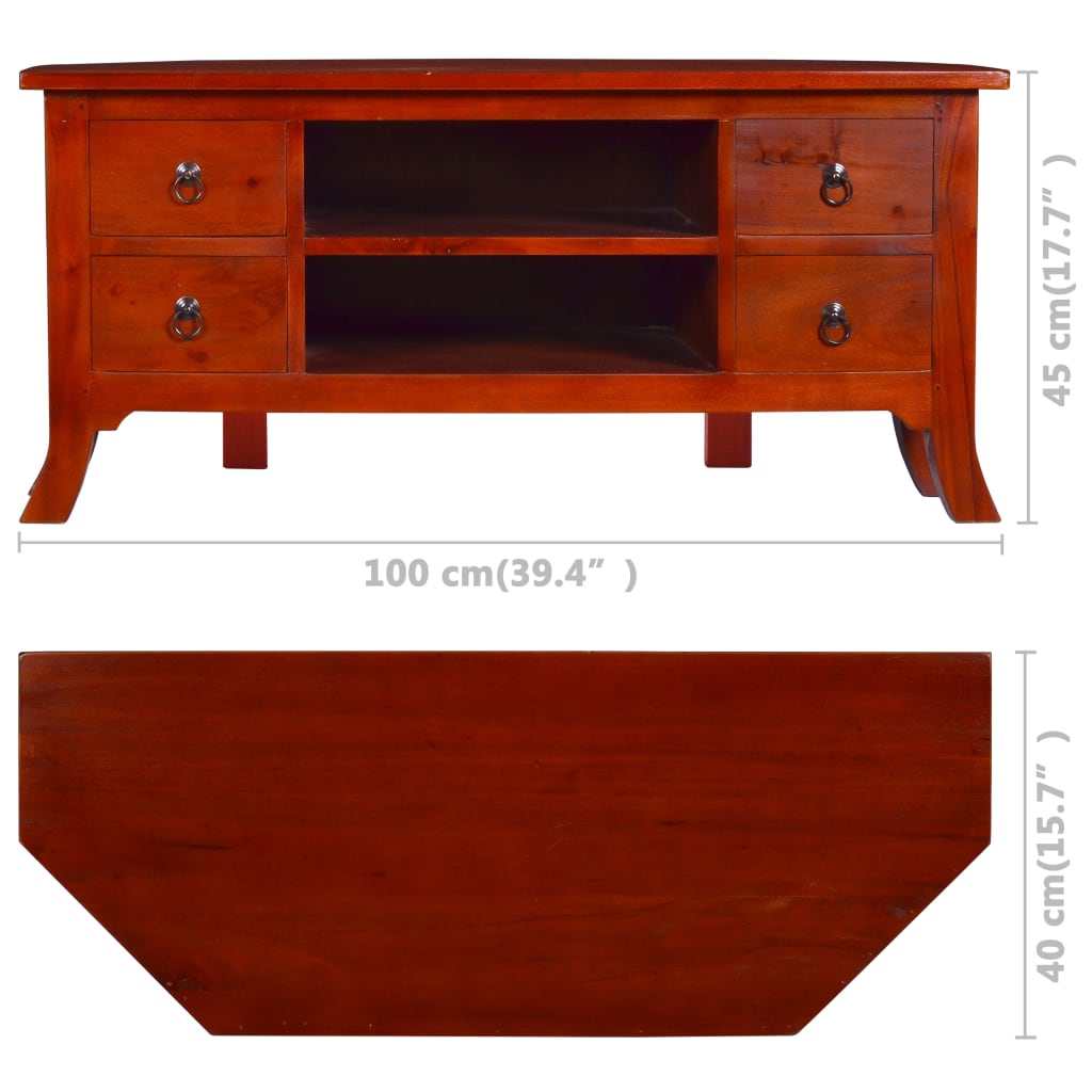 vidaXL TV Cabinet Classical Brown 39.4"x15.7"x17.7" Solid Mahogany Wood