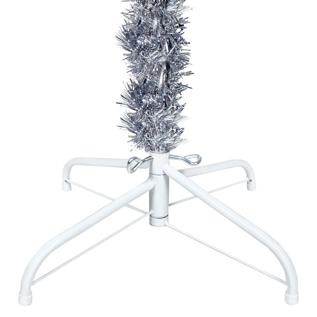 vidaXL Slim Christmas Tree with LEDs Silver 70.9"
