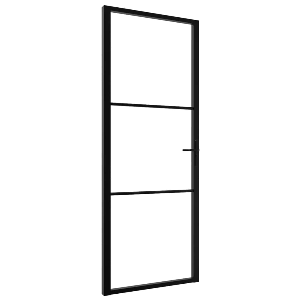 vidaXL Interior Door ESG Glass and Aluminum 29.9"x79.3" Black