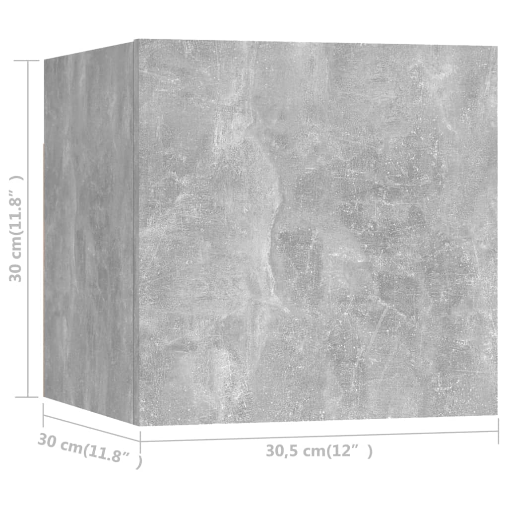vidaXL Wall Mounted TV Stands 2 pcs Concrete Gray 12"x11.8"x11.8"