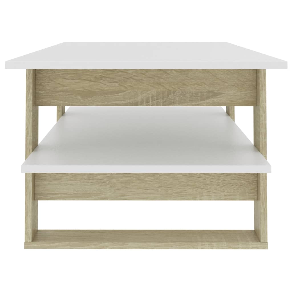 vidaXL Coffee Table White and Sonoma Oak 43.3"x21.7"x16.5" Engineered Wood
