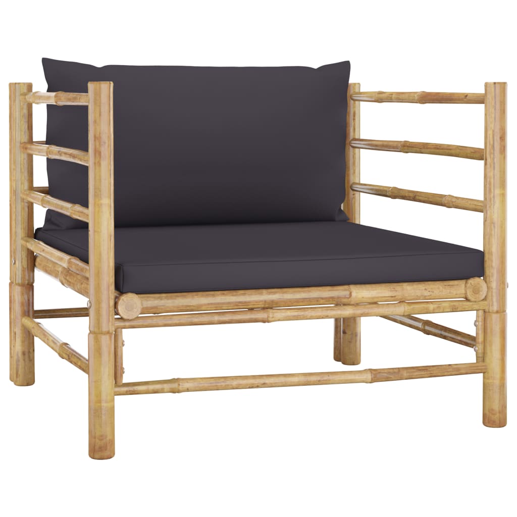 vidaXL 12 Piece Patio Lounge Set with Dark Gray Cushions Bamboo