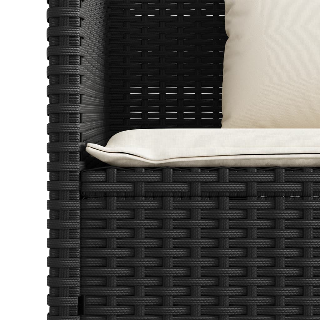 vidaXL Patio Bench with Cushions Black Poly Rattan