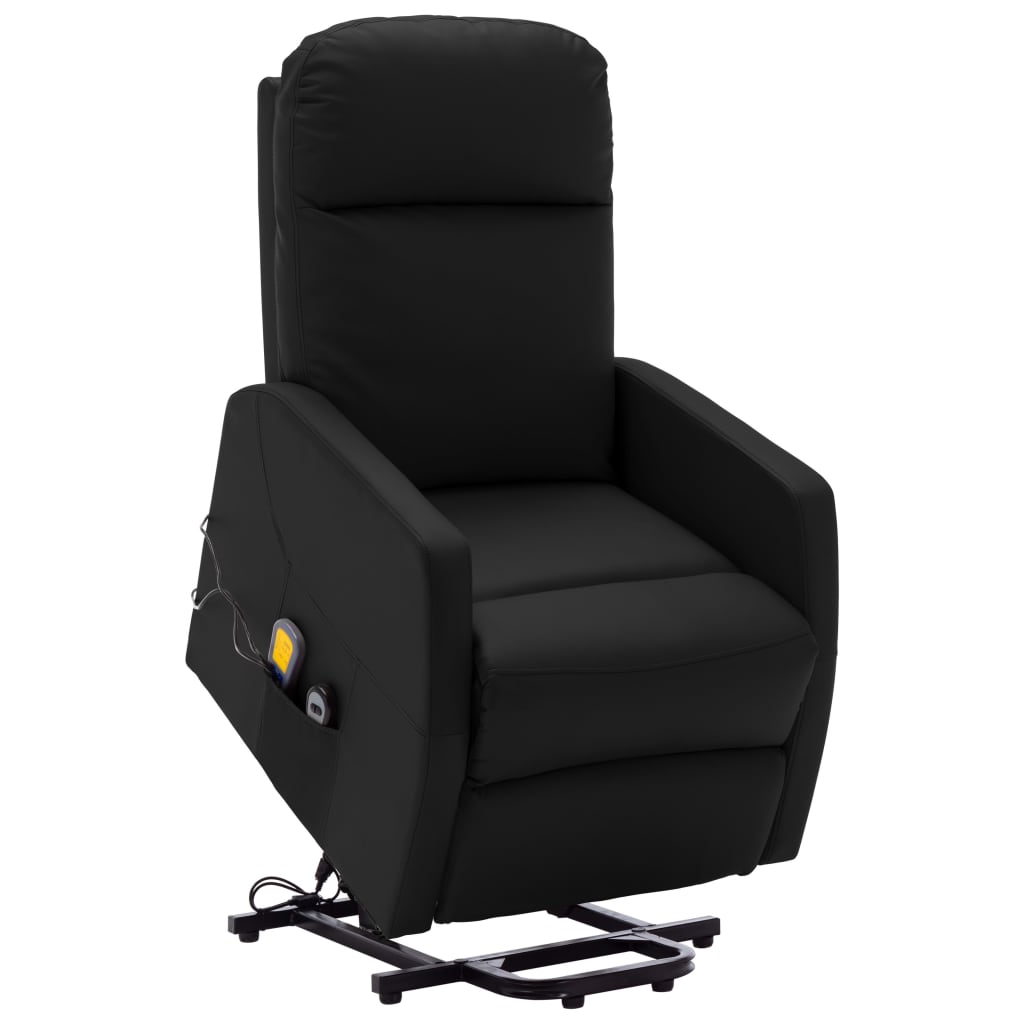 vidaXL Stand-up Massage Recliner Black Faux Leather