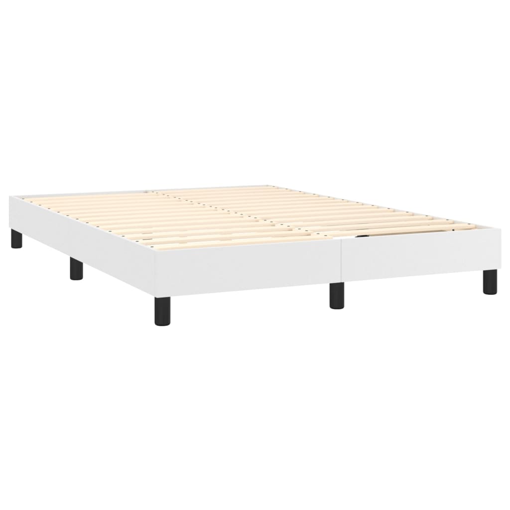 vidaXL Box Spring Bed with Mattress White 59.8"x79.9" Queen Faux Leather