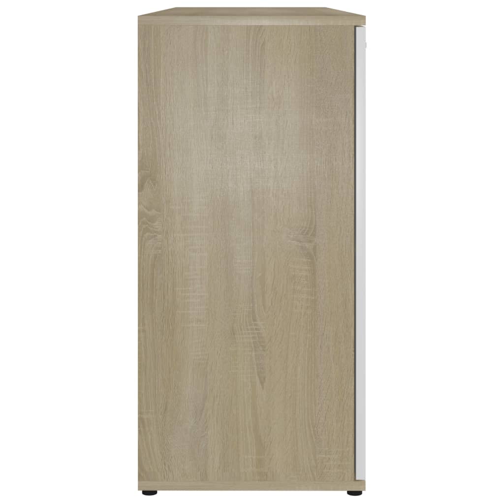 vidaXL Sideboard White and Sonoma Oak 47.2"x14"x29.5" Engineered Wood