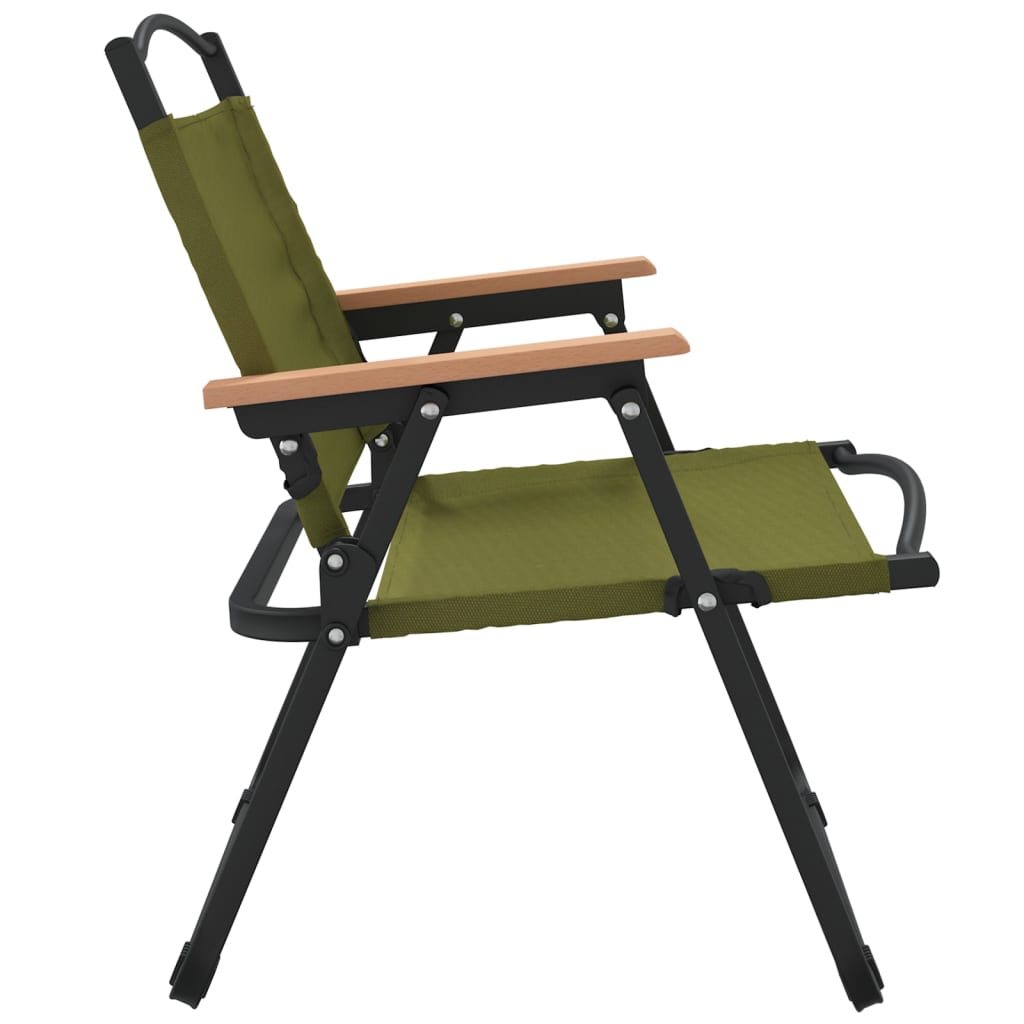 vidaXL Camping Chairs 2 pcs Green 21.3"x16.9"x23.2" Oxford Fabric