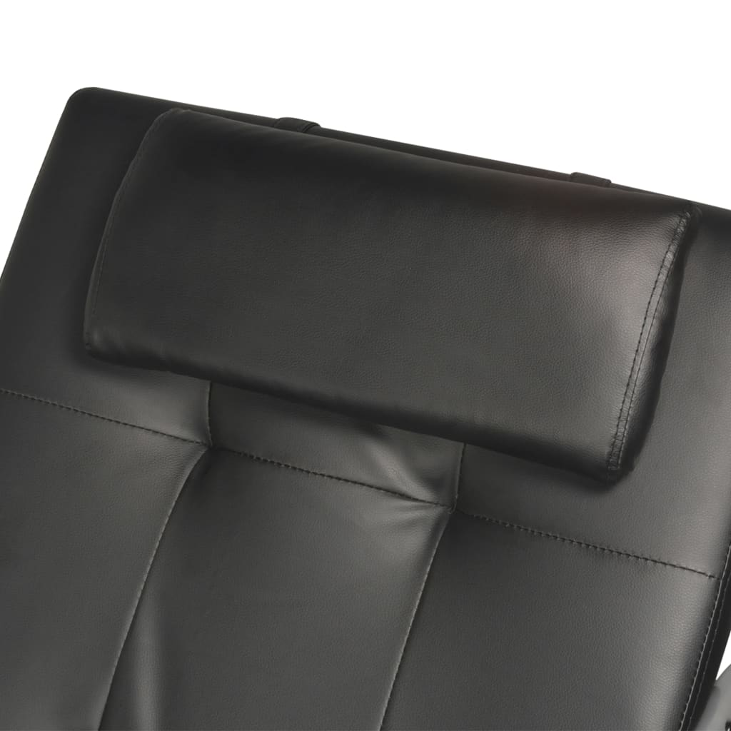 vidaXL Chaise Longue with Pillow Black Faux Leather
