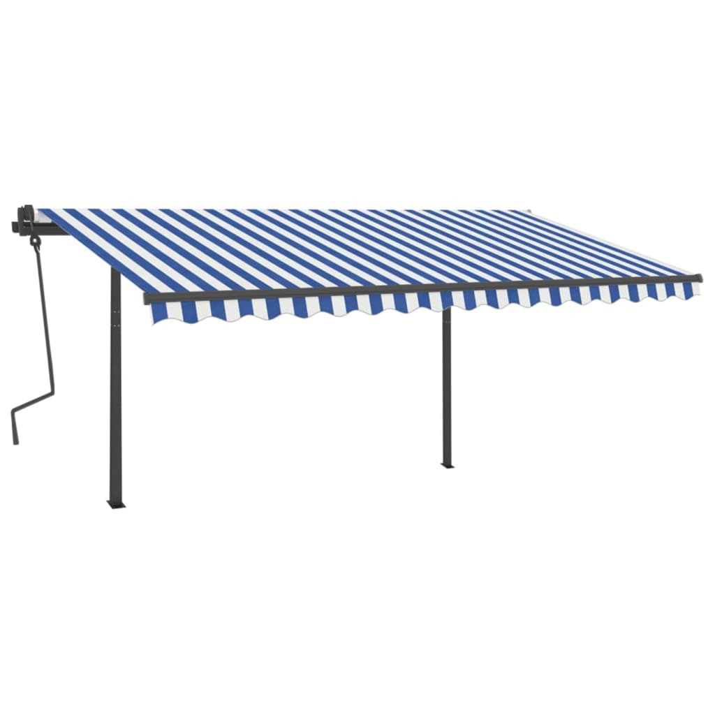 vidaXL Manual Retractable Awning with LED 13.1'x9.8' Blue and White