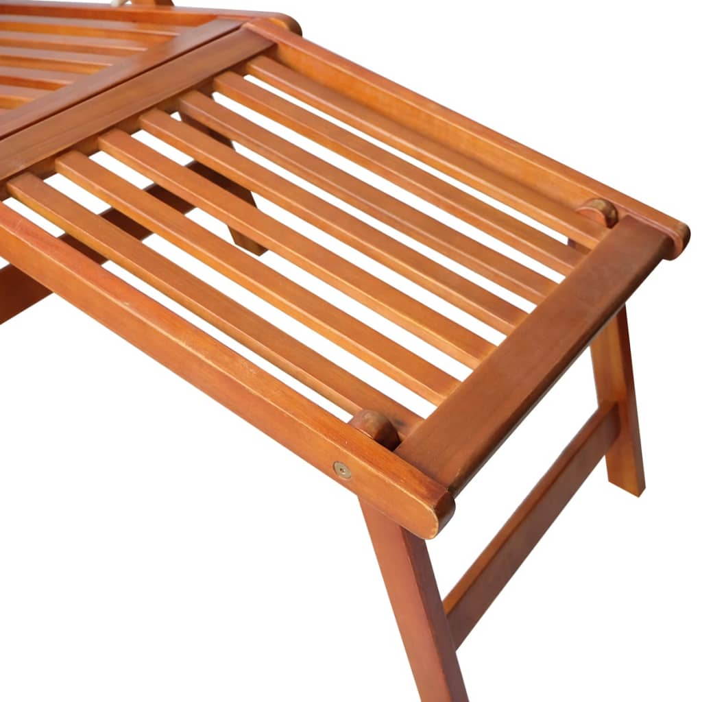 vidaXL Patio Deck Chair with Footrest and Cushion Solid Acacia Wood