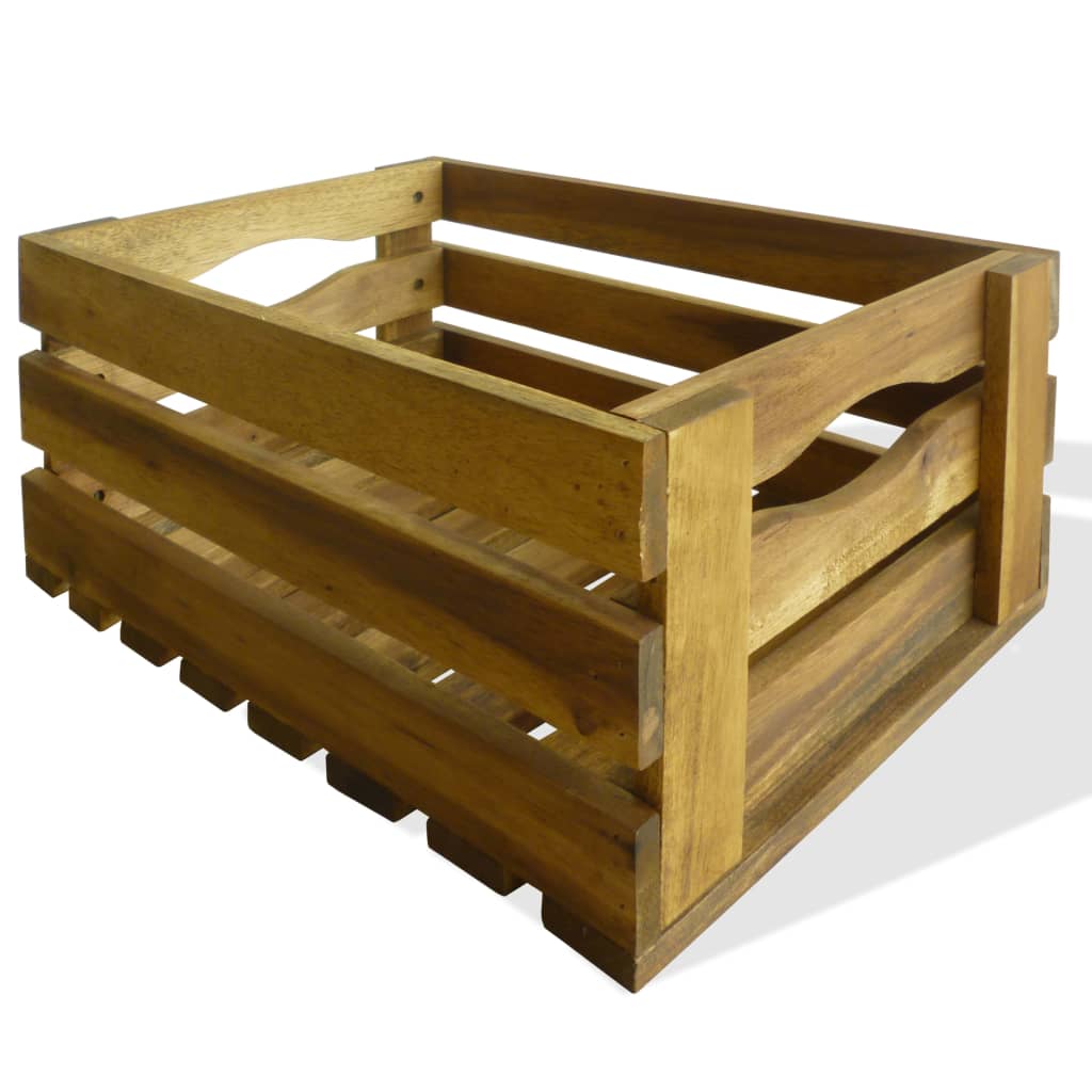 vidaXL Apple Crate Set 2 Pieces Solid Acacia Wood