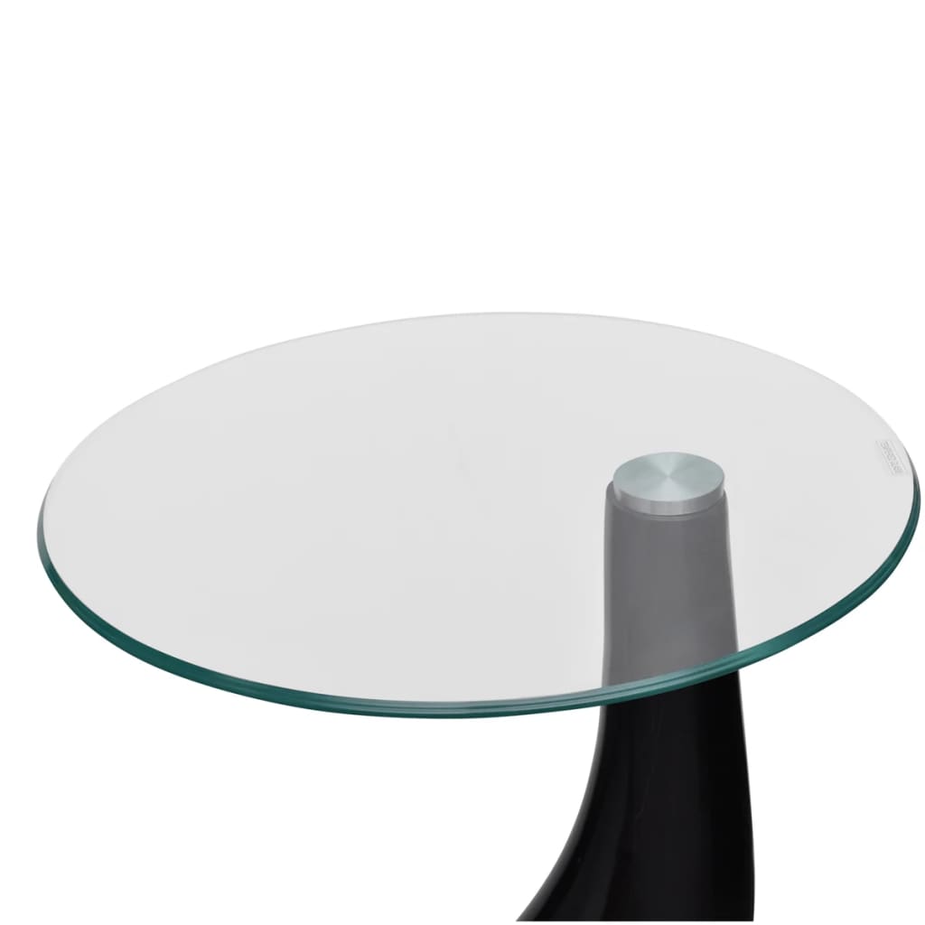 vidaXL Coffee Tables 2 pcs with Round Glass Top High Gloss Black